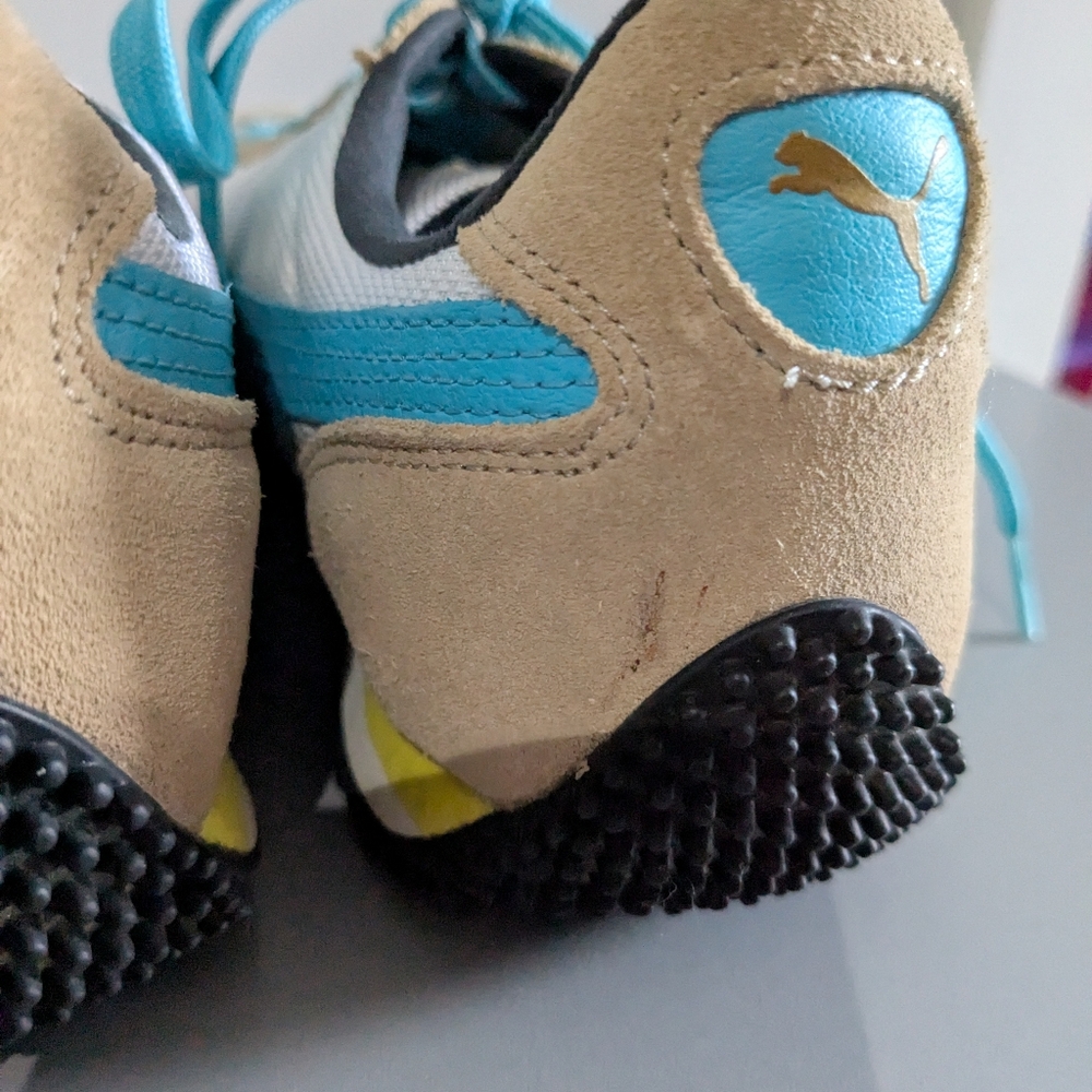 PUMA Speeder US Wmns 9 White Tan Blue Lace up Sneakers Sport Lifestyle - Picture 5 of 7